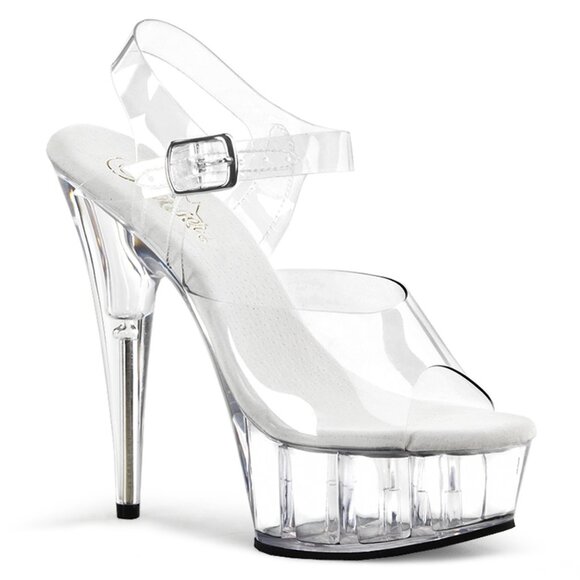 Pleaser White Heels with Clear Platform and Stiletto - Picture 1 of 5